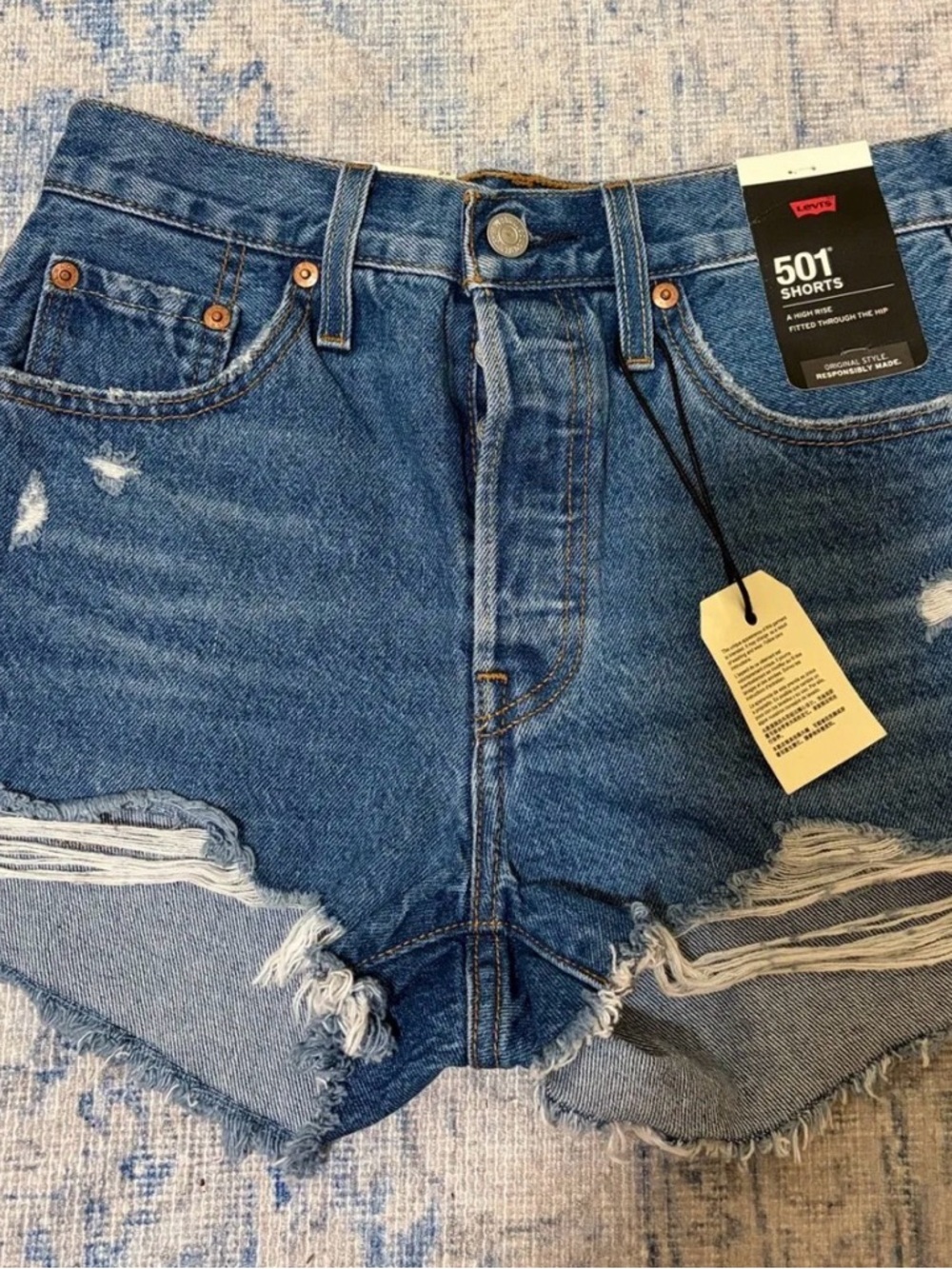 Levi's Distressed Cutoff Denim Shorts - Blue